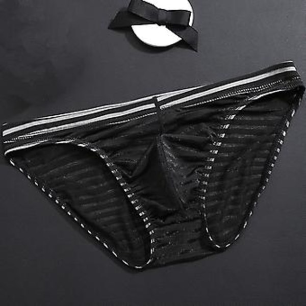 Fianao Herrar Underkläder Solid Färg Stripe Sömlöst Mesh Herrar Kalsonger för Inne Bär (2XL Vit)