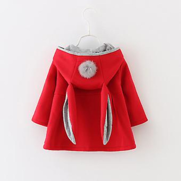 Toddler Baby Flicka Kaninöron Huva Jacka Hoodie Fluffig Ytterplagg (0-1 År)