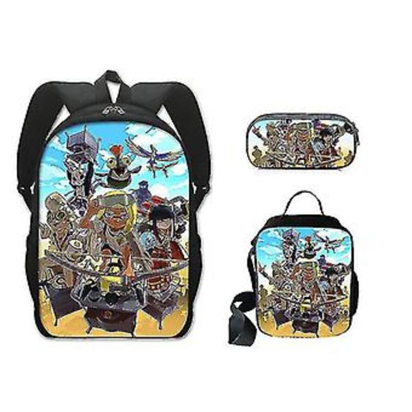 Splatoon 3 Spel 3-pack Ryggsäck Anime Tryckt Skolväska Vuxen Barn Unisex Hip Hop Y2k Cartoon Resa Dagryggsäck (Stil 12)