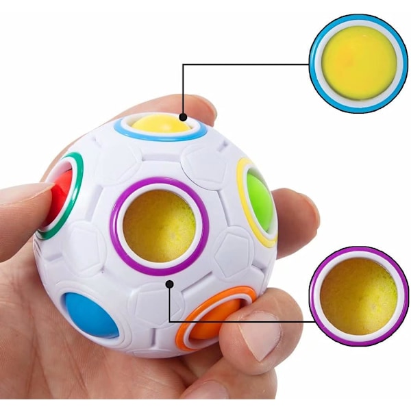 Regnbue magisk ball, 2 stykker puslespill 12 hull regnbu ball bunt F