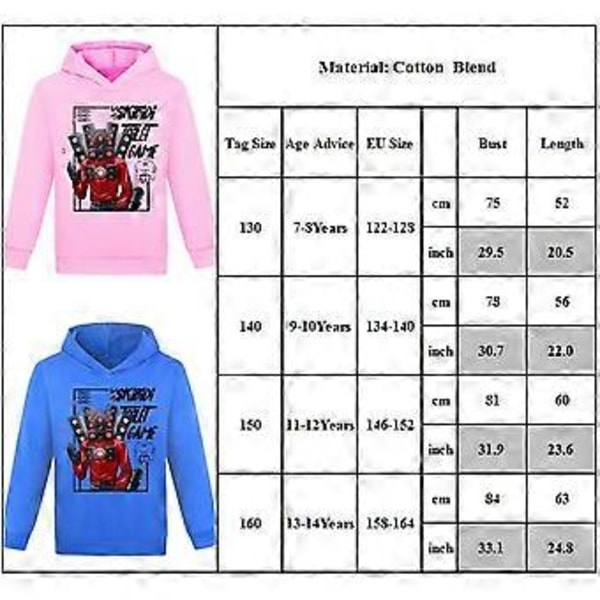 Skibidi Toalett Spel Tryckt 7-14 År Barn Pojkar Flickor Hoodies Jumper Långärmad Huvad Tröja Toppar Höst Vinter (7-8 År Röd)