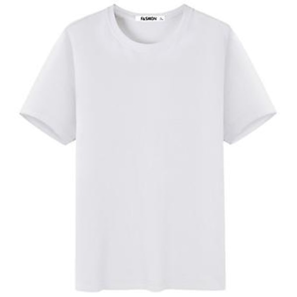 2023 Sommar Mjuk Slim T-shirt Herrar Enfärgad Tee Standard Blank T-shirt Ins Tees Topp (L Vit)