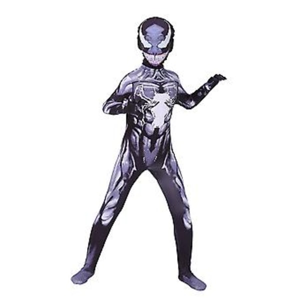 3-9-vuotiaille pojille Venom Spiderman -haalarit, hieno pukukostyymi, supersankaripuku, Halloween-juhliin, cosplay-hyppyasu, asut (3-4 vuotta)