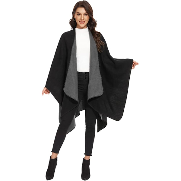 Elegant Sjal med Öppen Framkant, Mjuk Poncho för Kvinnor, Lämplig för Vår, Höst och Vinter
