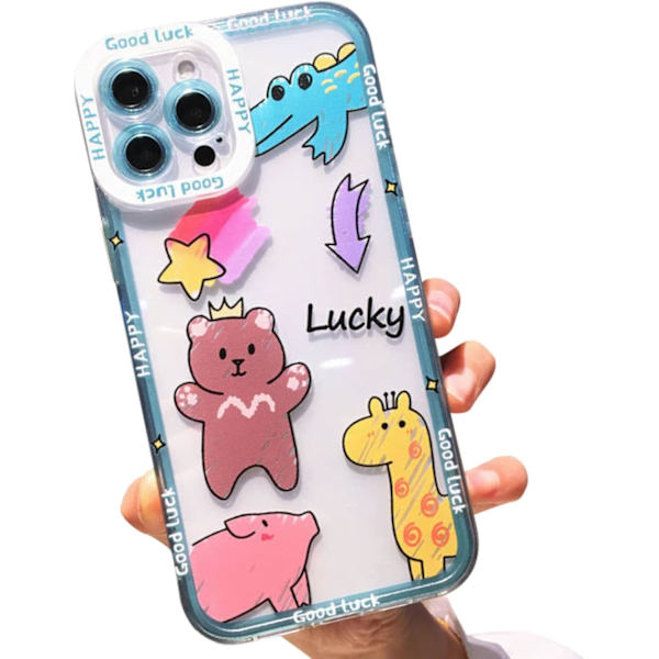 Sød iPhone 13 Pro Max Cover Transparent Tegneserie Dyr iPhone 13