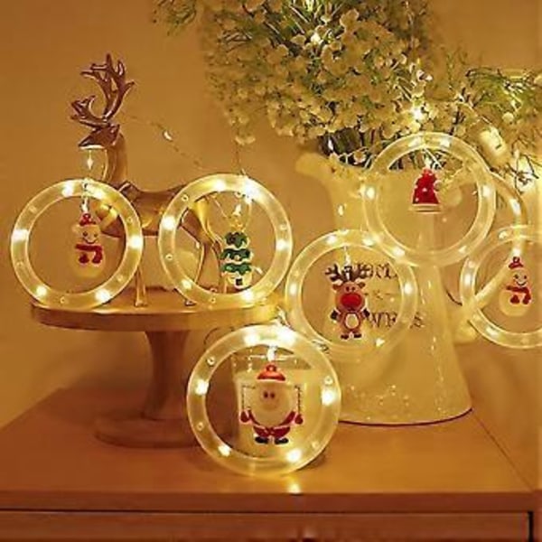 Julelys LED-streng med fe-lys, julefest, hengende vindu, gardin, dekorative lamper