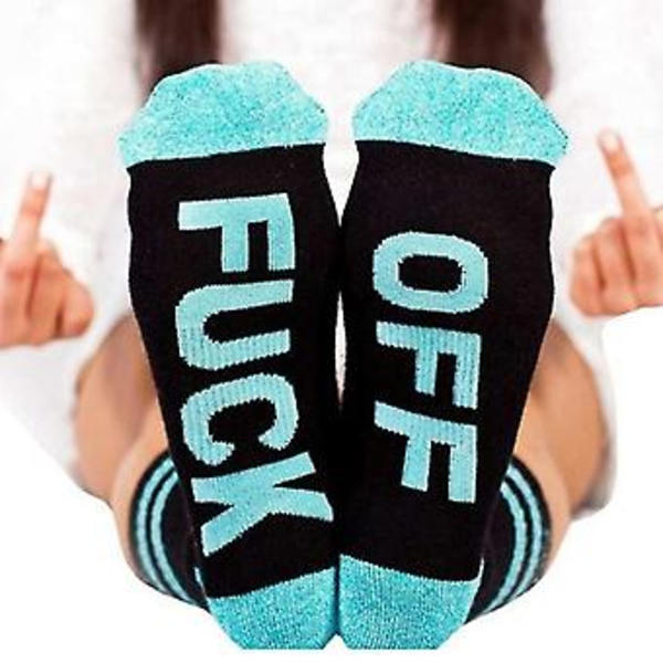 Sjov 'Fuck-off' Brev Trykt Bløde Sports Kalve Sokker Nyhed Afslappet Sokker Unisex (Lyseblå)