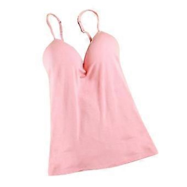 Naisten Seksikäs Säädettävä Olkaimellinen Sisäänrakennettu Rintaliivit Toppi Camisole M Valkoinen (Pinkki)