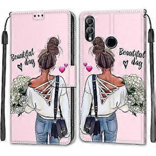 (Style 12) ChoosEU Etui til Huawei P Smart 2019 Læder Etui med Silikone Stødsikkert Wallet Flip Etui og Folio Stand Funktion Stilfuldt Mønster til Pige