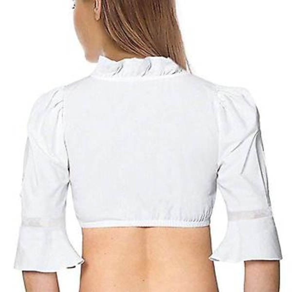 Bigsale Dirndl Bluse Med Volanger Hvit - Tradisjonell Elegant Bayersk Oktoberfest Cropped Bluse (S Matt Hvit)