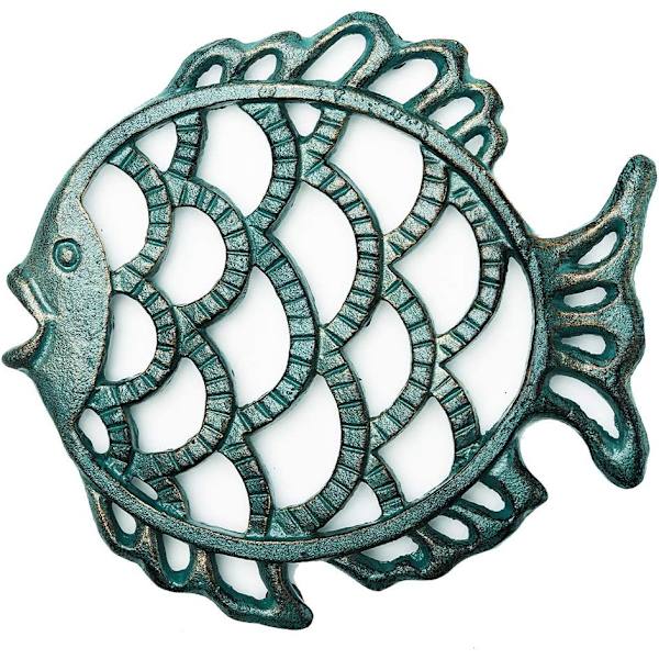 Svært slitesterk støpejern søt stor fisk trivet - 19x18x1,5cm - Retro R