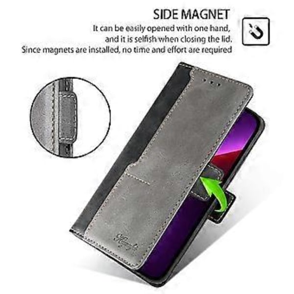 Til vivo V50 Lite 5G Etui Kontrastfarve Tegnebog Læder Telefon Cover (Sort + Grå)