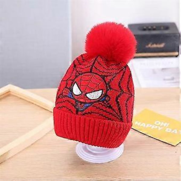 Spiderman Hue Vinter Varm Pom Pom Tyk Strikket Skihue Til Børn Drenge -NMAOV( Rød)