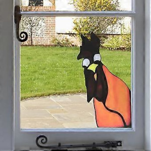 Morsom Vinduhjørnedekor - Tittende Hane, Hane Hagedekor, Fugler Stained Glass, Håndlaget Tittende Hane Rask
