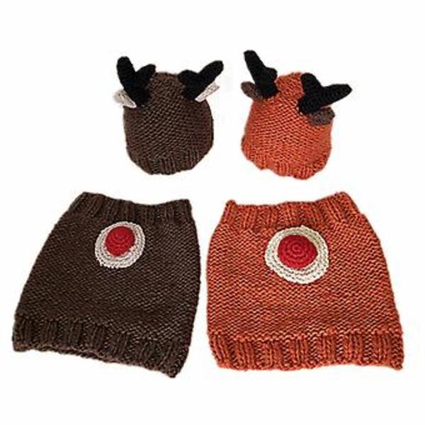 Barnens Halsduk Hatt Två-delad Cartoon Antler Bear Ullhatt Vinter Utomhus Varm Hatt Liten Björnbrunt Stil EE