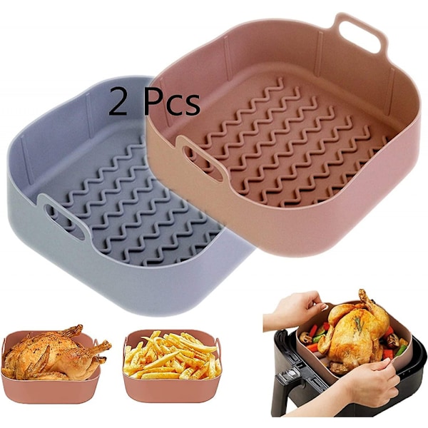 2 st Air Fryer Silikonform 8 tum Silikon Air Fryer Liners Korg Mat S