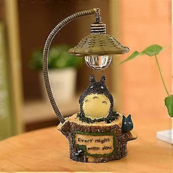 Nattlampe for skrivebord, hagedekorasjoner, mini håndverk leker, dekorasjonsgaver (firkantet trestubbe)