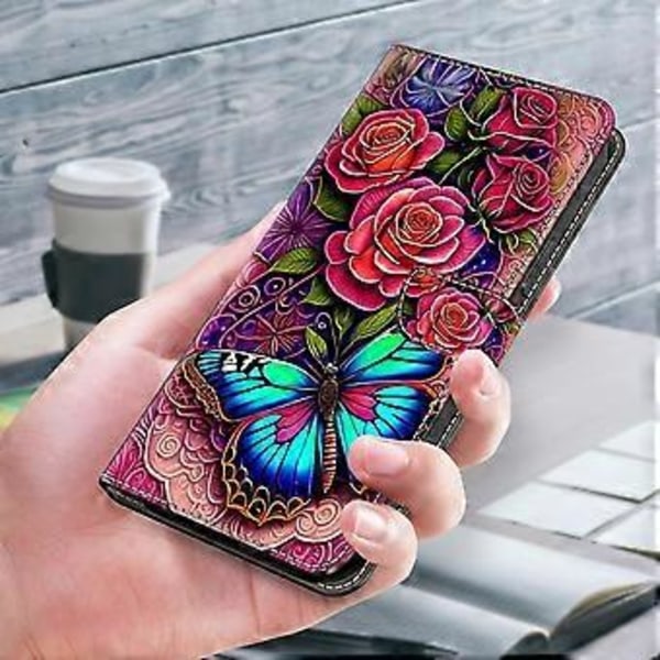 Til iPhone 16 Pro Max Cover PU Læder Wallet Flip Cover med Ståfunktion (Style F)