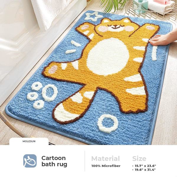 Söt katt badmatta halkfri mjuk mikrofiber vattenabsorberande matta fo