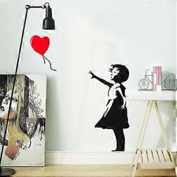 SZTXJ VINYL VÆGKUNST DEKORATIONSKLÆBEMÆRKE MED HJERTEBALLON 56X29 cm