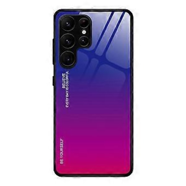 För Samsung Galaxy S25 Ultra Skal Gradient Färg Härdat Glas+TPU Telefonfodral - Blå/Rosa(Stil E)