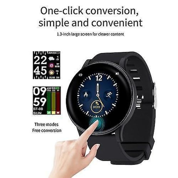 Smart watches gt3 intelligent bracelet message reminder body temperature health monitoring ip67 waterproof sport tracker (black)