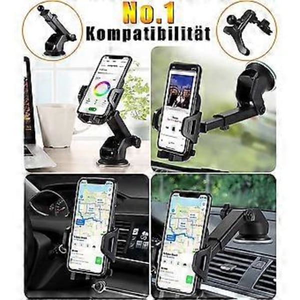 Auton puhelinteline 3 in 1 tuuletusaukkoon & imukuppikiinnitys, puhelinteline autoon silikonisuojalla, universaali auton puhelinteline 360° kääntyvä joustava kaikille puhelimille W15