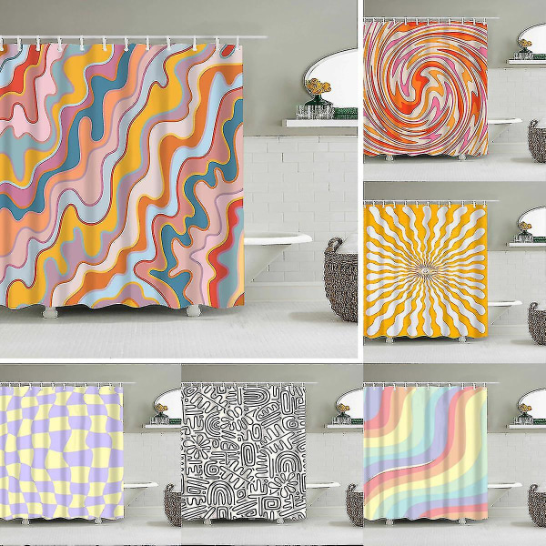 Spiral Rotating Orange Pink Colorful Psychedelic Bathroom Shower Curtain YL260-6 180cm*200cm