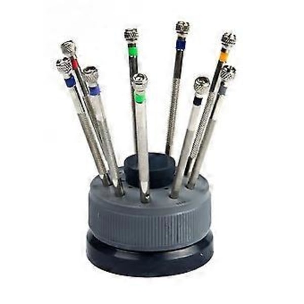 9-delad urmakarskruvmejselset med verktyg, 0,5 mm-2,5 mm
