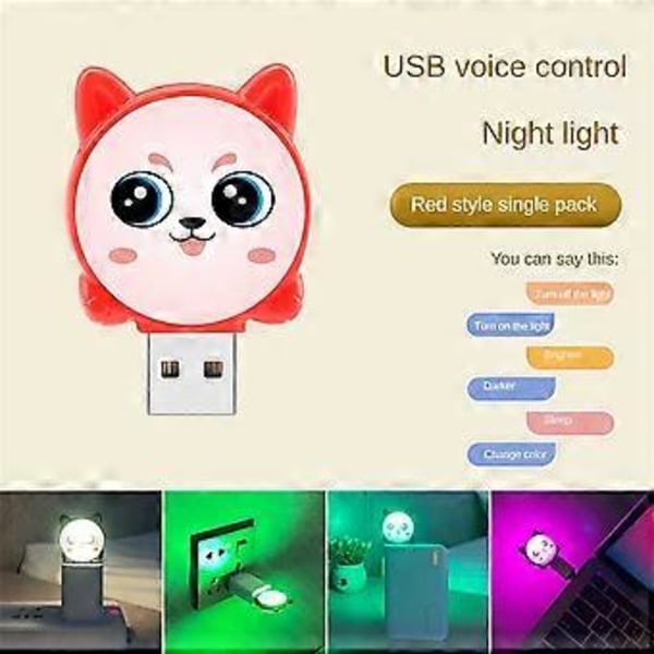 USB Intelligent Stemmelyd Lampe Søt Katt Mykt Lys Øye Beskyttelse Stemmekontroll Bryter Nattelys Neon Skilt Romdekorasjon (1 stk høy kvalitet 1)
