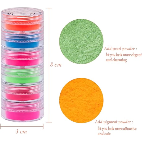 30 färger nagelpulver pigment fluorescerande nagelpulver iriserande