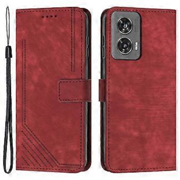 Stöttåligt skal i PU-läder med tryck för Motorola Edge 50 Fusion 5G, plånboksfodral (Stil C)
