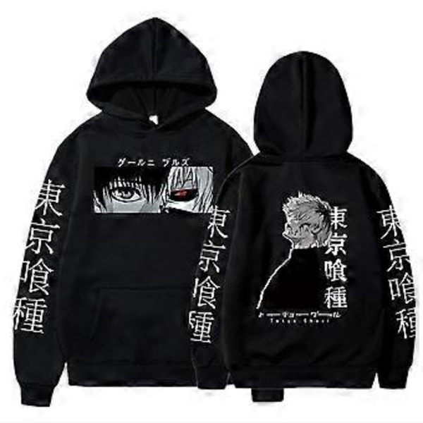 Tokyo Ghoul Anime Hoodie Tröjor Sweatshirts Ken Kaneki Grafiskt Tryckta Toppar Casual Hip Hop Streetwear(S grå)