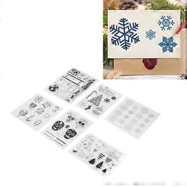 6 Ark Klare Stempler Par Hodeskalle Kart Reise Juledekorasjon Mønster DIY Transparent Stempler for Kortlaging Dekorasjon