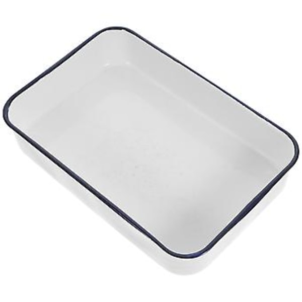 Emaljerad Ugnsform Multifunktionell Emaljerad Avlång Pajform Djup Kant Bbq Matform 24.00X16.00X4.60CM