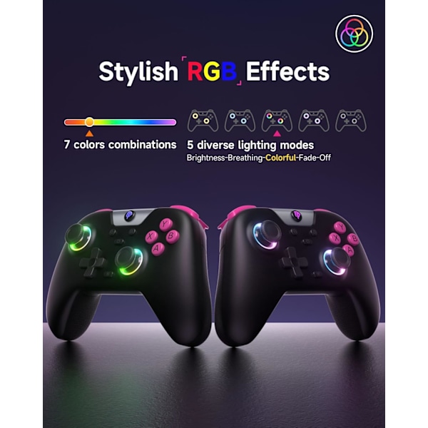 X05 2.4g trådlös spelkontroll för PC/Steam/iPhone/Android/Switch - Bluetooth-kontroll Gamepad med Hall-effekt,