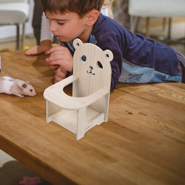 Hamster Hög Stol Hamster Trä Stol Mini Matstol med Bricka
