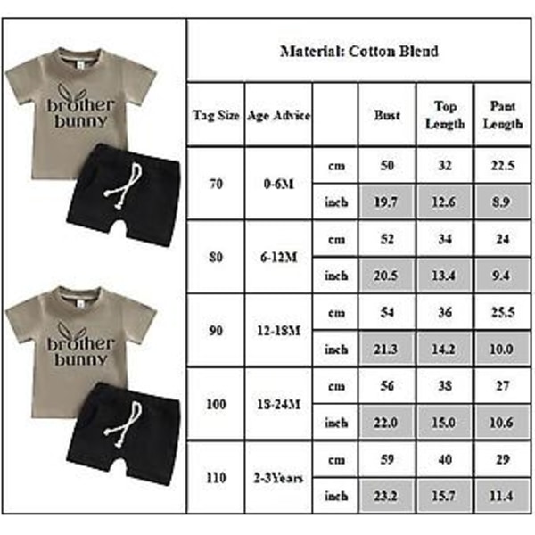 0-3 år Nyfödd Babypojke Påskkläder Kortärmad Bokstavstryckt T-shirt Toppar och Shorts Påsk Vår Sommar Casual Kläder Set (2-3 år)