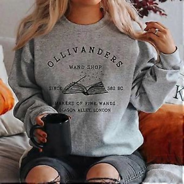 Wizard Book Shop Sweatshirt HP Sweater Magiske Troldmands Hættetrøjer Kvinder Langærmet Sweatshirts Bog Nerd Pullover Fans Gave Hættetrøje (S navy blå)