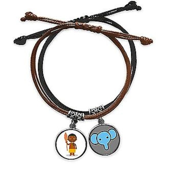 Quant Black New Zealand Cartoon Bracelet Rope Hand Chain Leather Elephant Wristband ( )