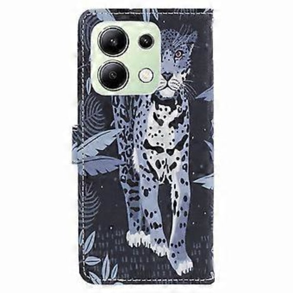 För Xiaomi Redmi Note 13 4G Mobilskal Läder 3D Mönster Magnetiskt Fodral (Leopard)