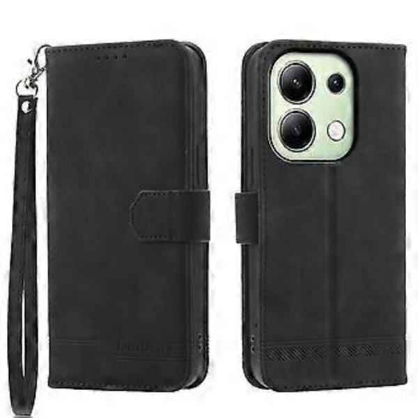 DIERFENG DF-03 til Xiaomi Redmi Note 13 4G Etui Pung Læder Flip Telefon Cover - Sort (Sort)