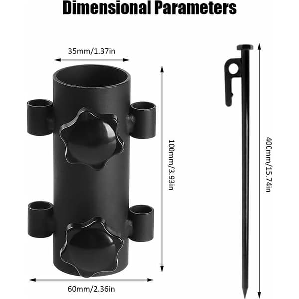 Parasolstativ, parasollmarkplugg utomhus med 4 spikar 40 cm, Det