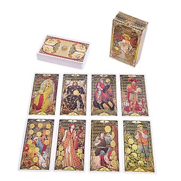 Golden Art Nouveau Tarot Deck 78 Kort Til Begyndere Klassisk Art Nouveau Stil