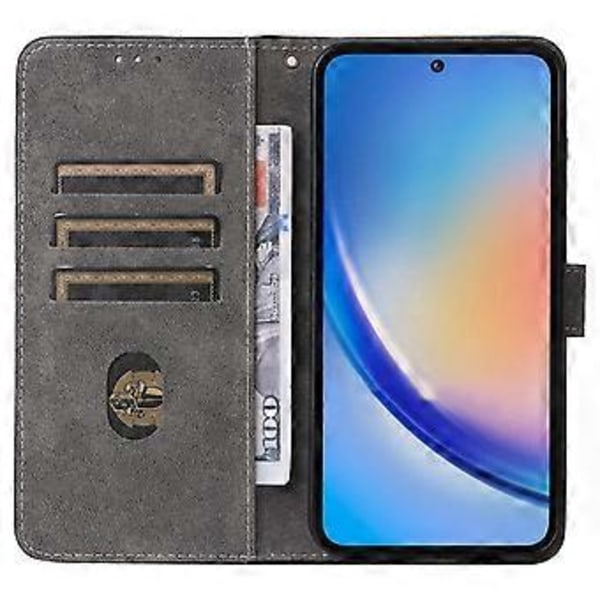 Læder Wallet Case med RFID-blokering til Samsung Galaxy A35 5G - Sort (Sort)