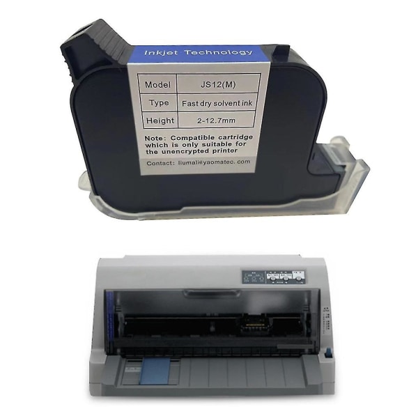 Js12m 12.7mm Quick Dry Handheld Inkjet Ink Cartridge For Unencrypted Printer