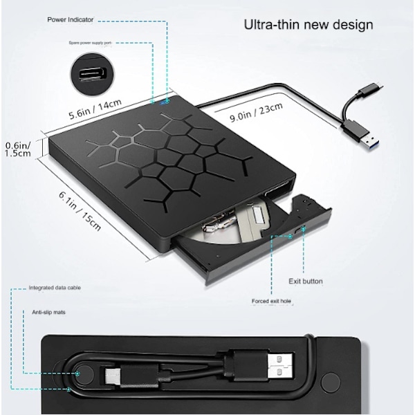 7 in 1 monitoiminen optinen asema työpöytätietokone usb3.0 ulkoinen