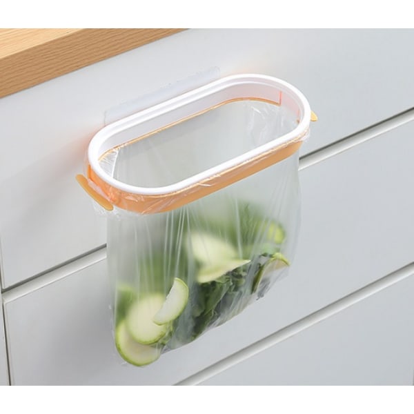 Orange Trash Bag Holder Hanging Rack Under Cabinet Trash Can Port