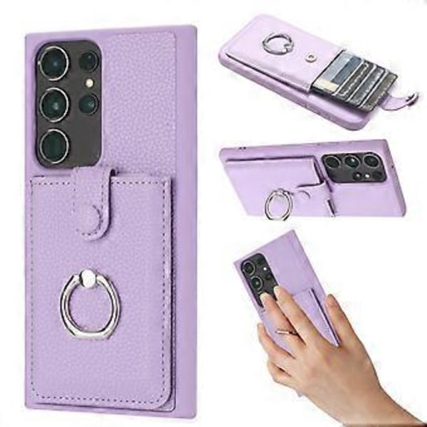 For Samsung Galaxy S23 Ultra Deksel Tegningstype Kortspor Lær Bakdeksel med Ringstøtte (Stil D)