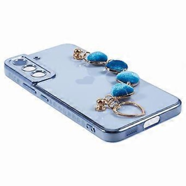 Til Samsung Galaxy S22+ 5G Etui med Hjerte Håndrem TPU Telefon Cover Elektropletteret Kant (Style B)